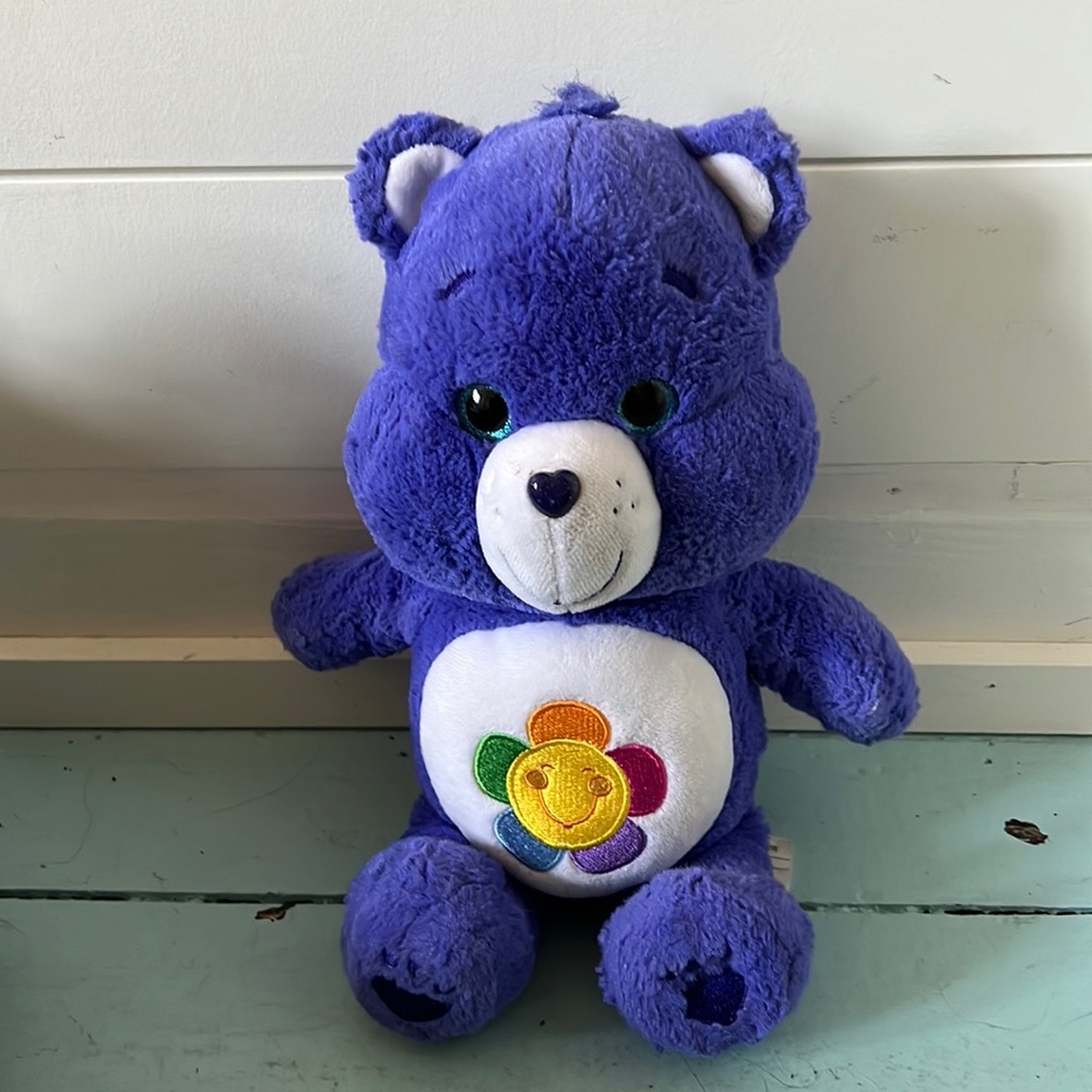 Care Bears 2017 Violet Harmony Bear Rainbow smiley flower belly patch 14”